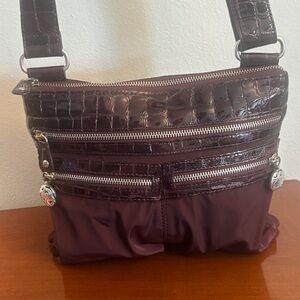 Brighton Crocodile-Embossed Crossbody Bag